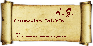 Antunovits Zalán névjegykártya