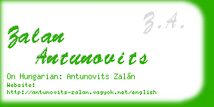 zalan antunovits business card
